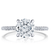 Round brilliant 3 carat engagement ring with pave