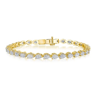 yellow gold pear shaped diamond tennis bracelet