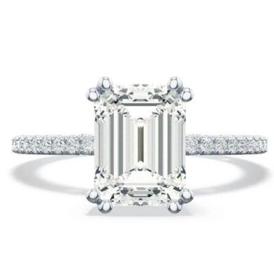 Emerald Cut Solitaire with Pavé