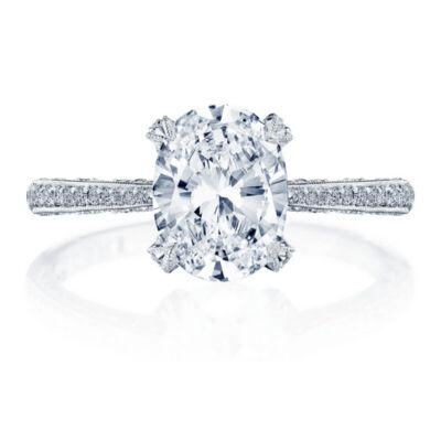 Oval Cut Solitaire engagement ring with Pavé