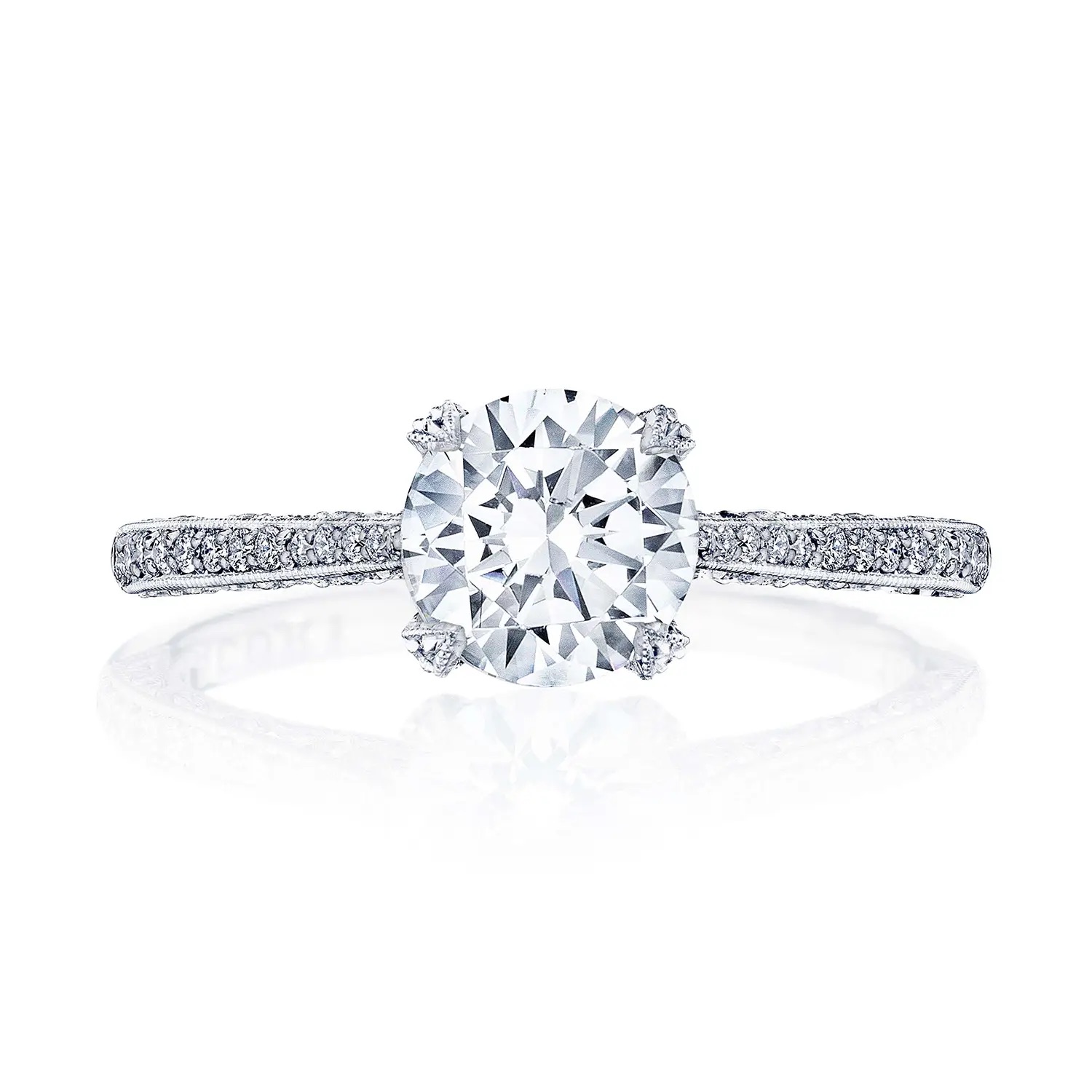 image for Classic Crescent Round Solitaire Engagement Ring