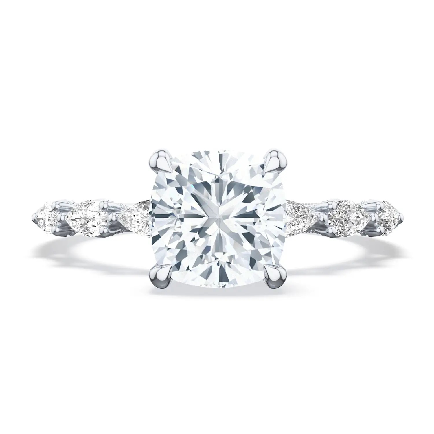 image for Sculpted Crescent Cushion Solitaire Engagement Ring
