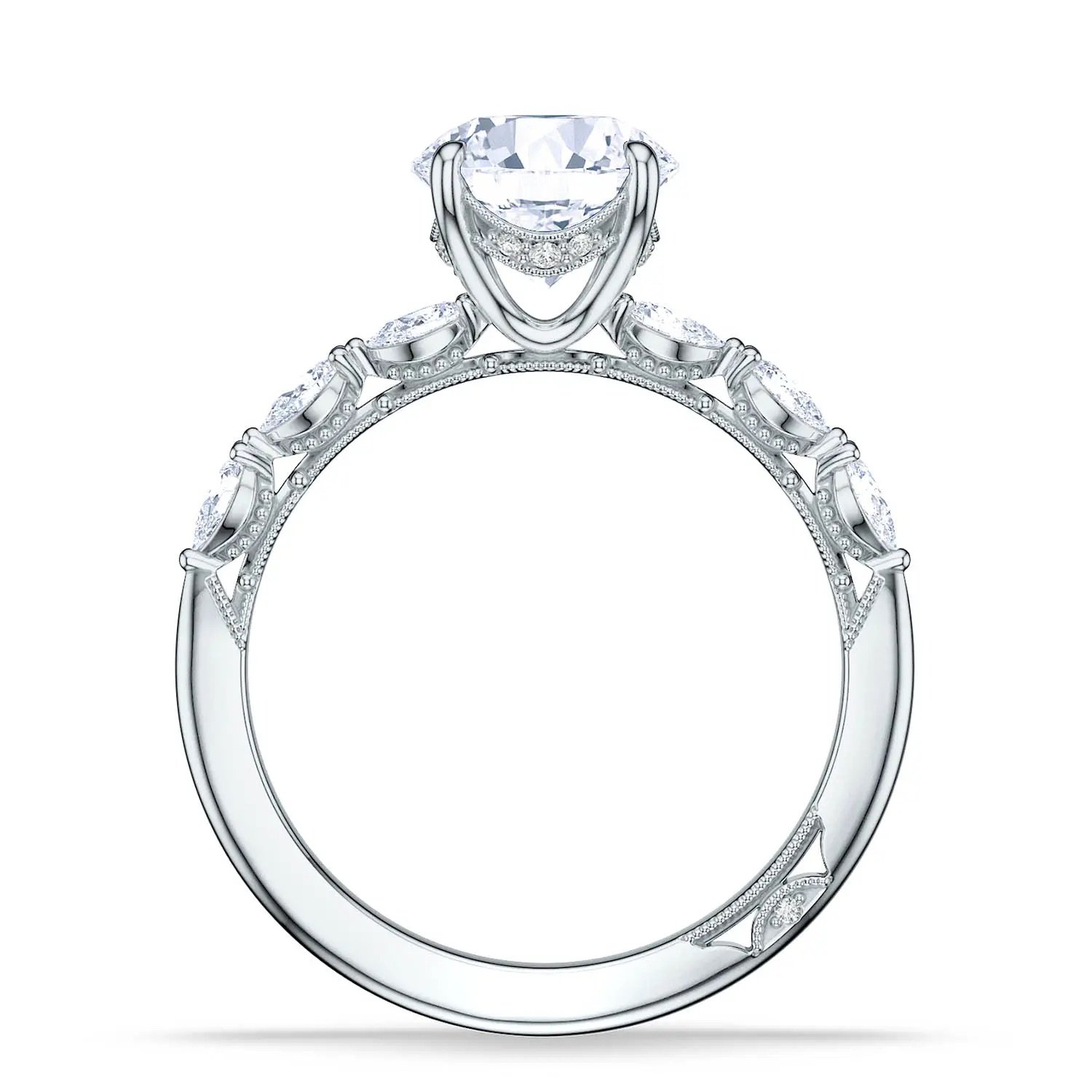 hover image for Sculpted Crescent Round Solitaire Engagement Ring