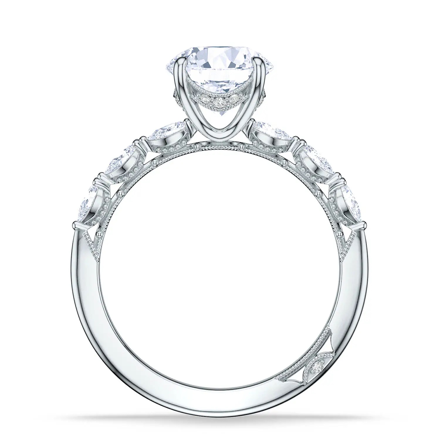 image for Sculpted Crescent Round Solitaire Engagement Ring