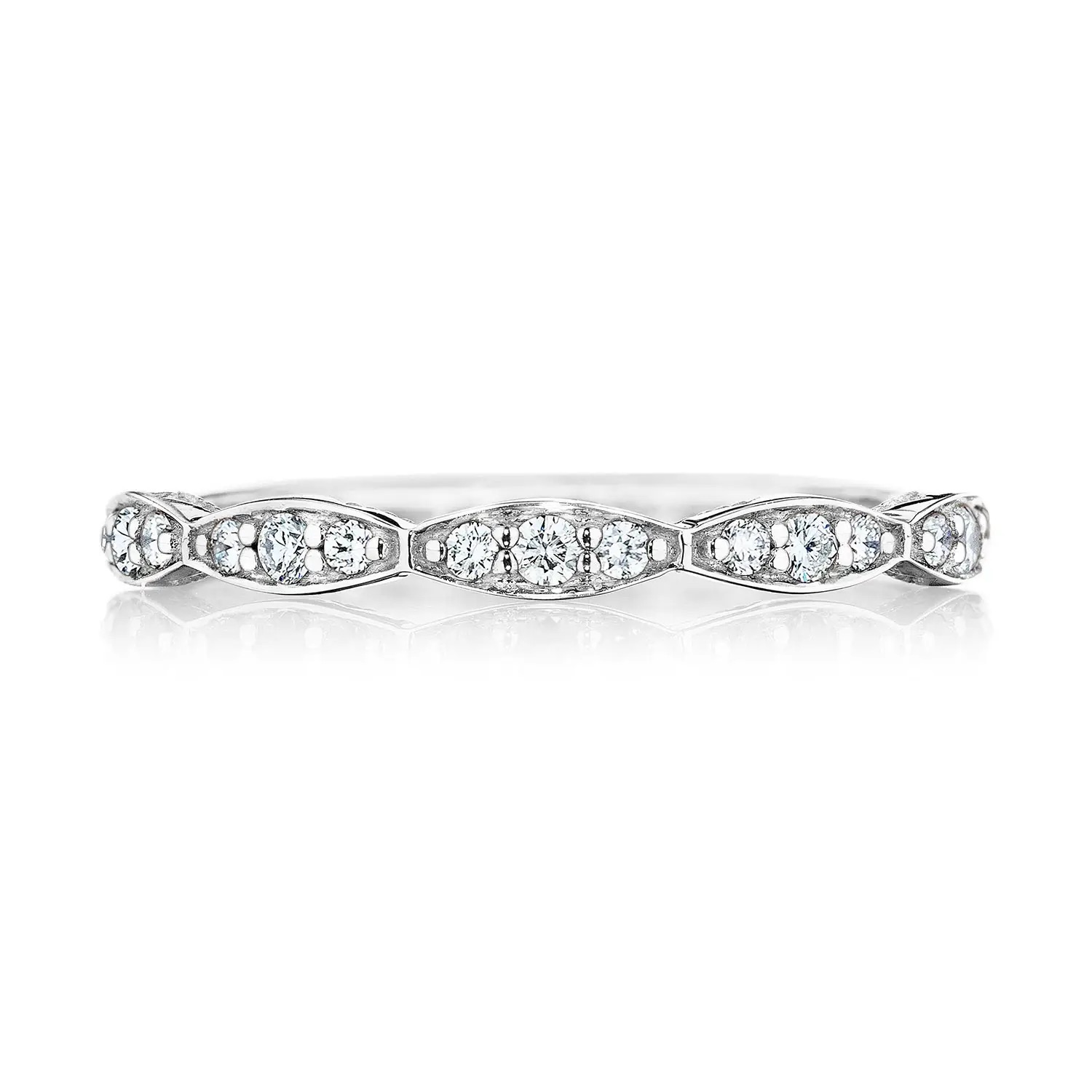 image for Sculpted Crescent Marquise Design Wedding Band with Diamond