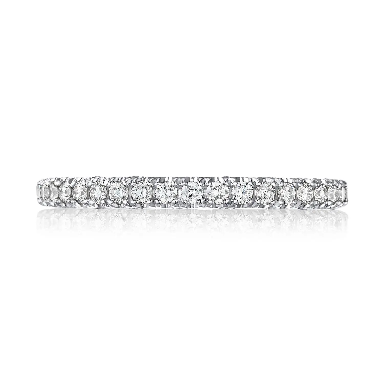 image for Petite Crescent French Pavé Diamond Wedding Band - 2mm