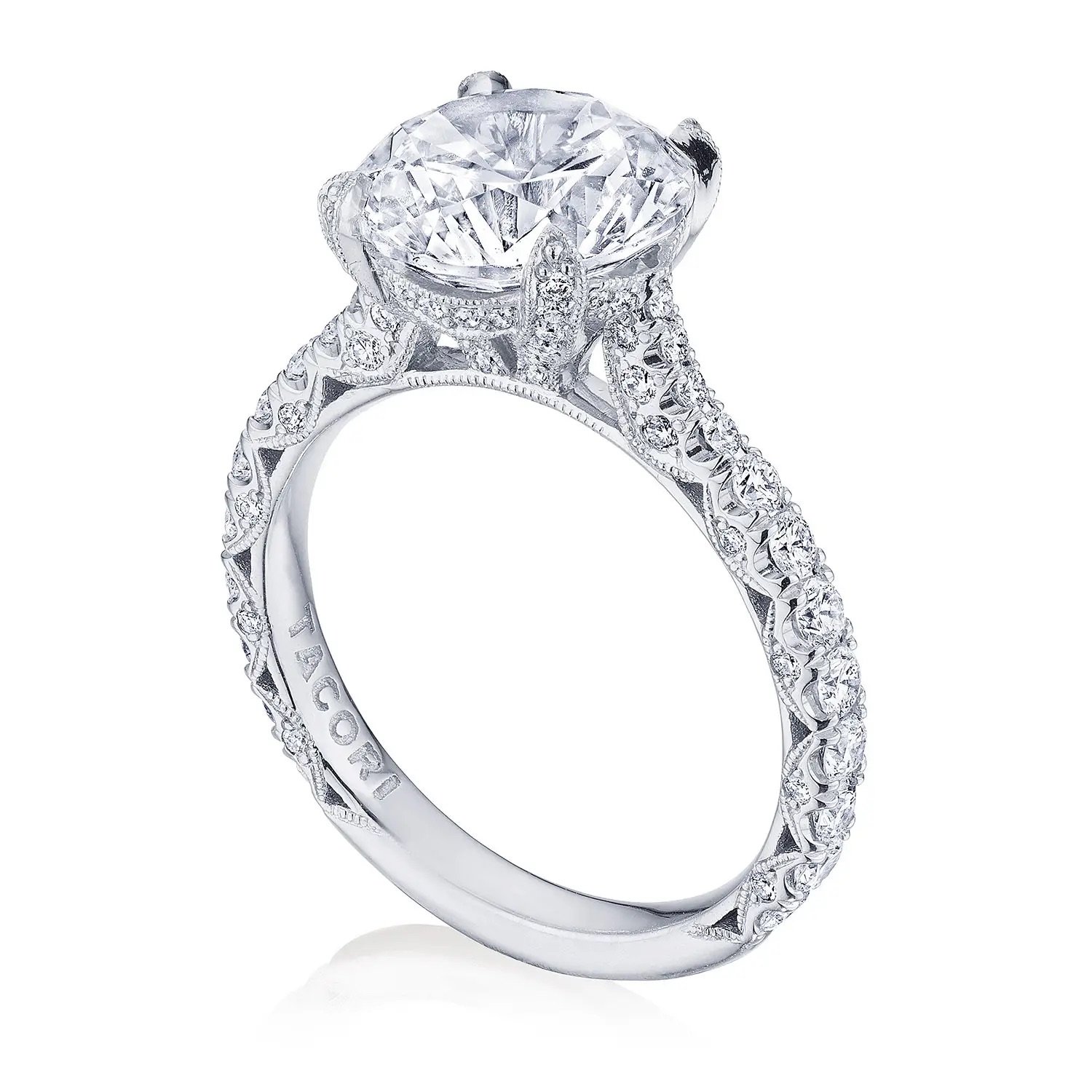 image for Petite Crescent RoyalT Round Solitaire Engagement Ring