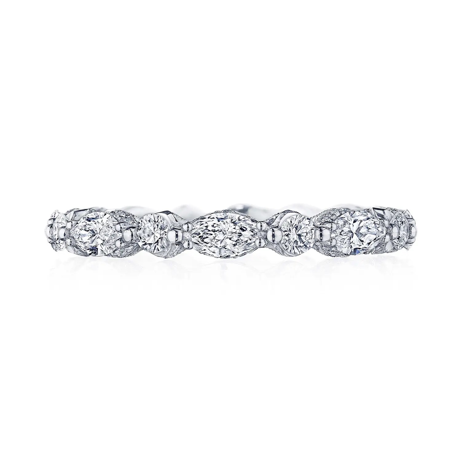 image for Classic Crescent RoyalT Marquise and Round Diamond Eternity Band