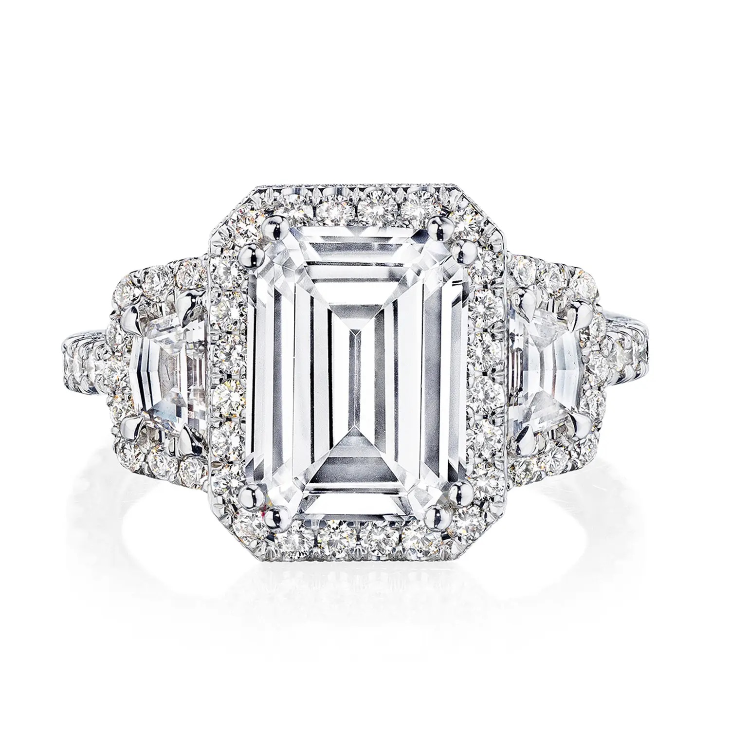 image for Petite Crescent RoyalT Emerald 3-Stone Engagement Ring