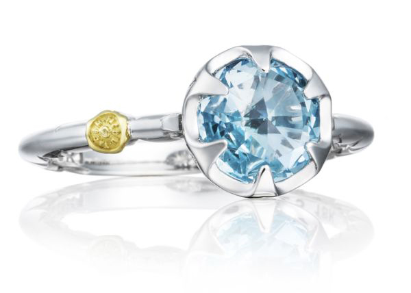 Petite Crescent Bezel Ring featuring Sky Blue Topaz